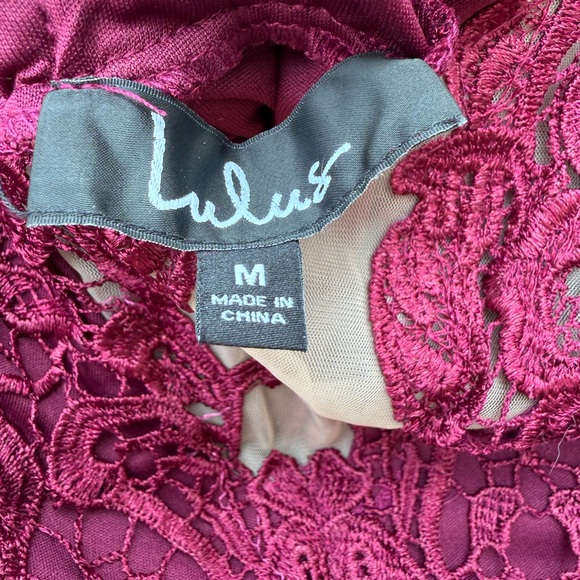 🔹 Lulus Burgundy Lace Illusion Cocktail Dress - Picture 6 of 6